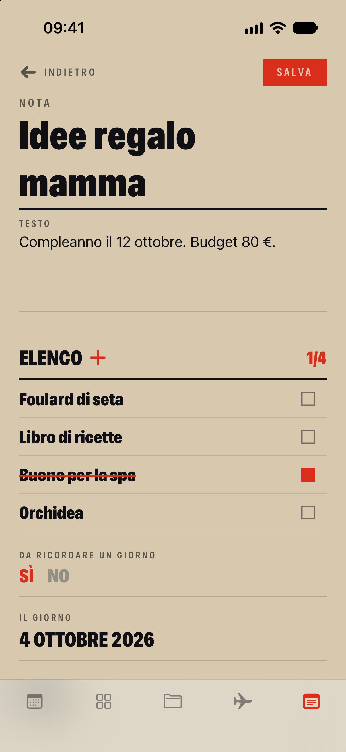 Una nota con elenco